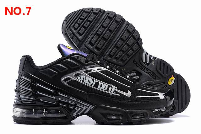 Nike Air Max Plus 3 Leather Mens Shoes Black Silver;